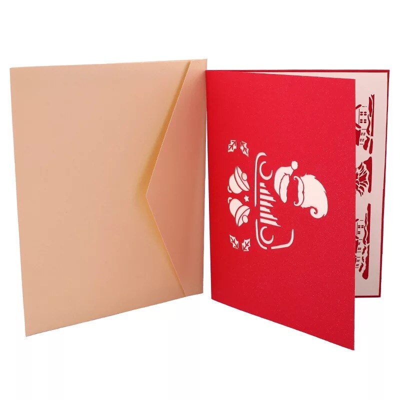 3D Merry Christmas Small Greeting Cards Kids Mini Christmas Greeting Cards Year Postcard Card Xmas Party
