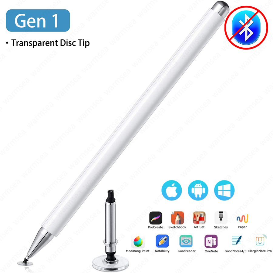Universal Stylus Pen for Andriod IOS Apple Pencil for Xiaomi Samsung Tablet iPad Pencil Touch Screen Stylus Drawing Pen Phone: Gen 1 White A