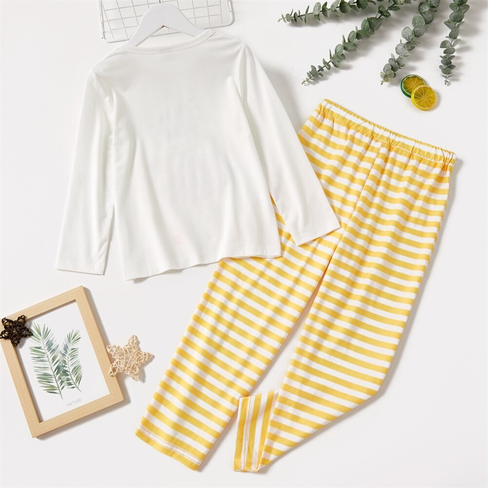 Set pigiami per bambina/bambino 2 pezzi PatPat, Top a maniche lunghe con stampa animalier Koala/tigre e pantaloni a righe