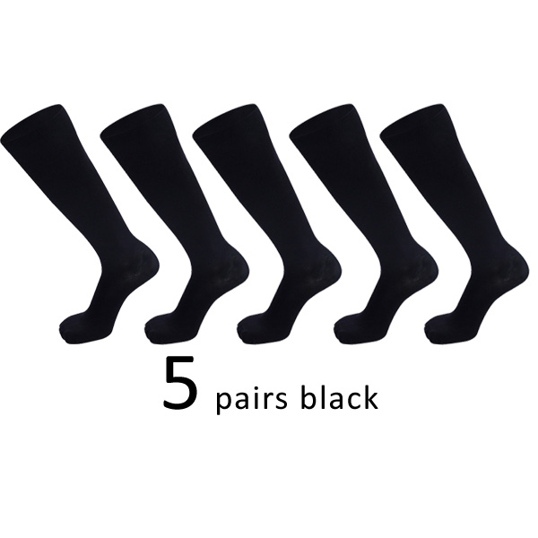5 Pairs 20-30 Mmhg Graduated Compression Sport Socks Firm Pressure Circulation Orthopedic Support Stockings Hose Long Socks: black / men