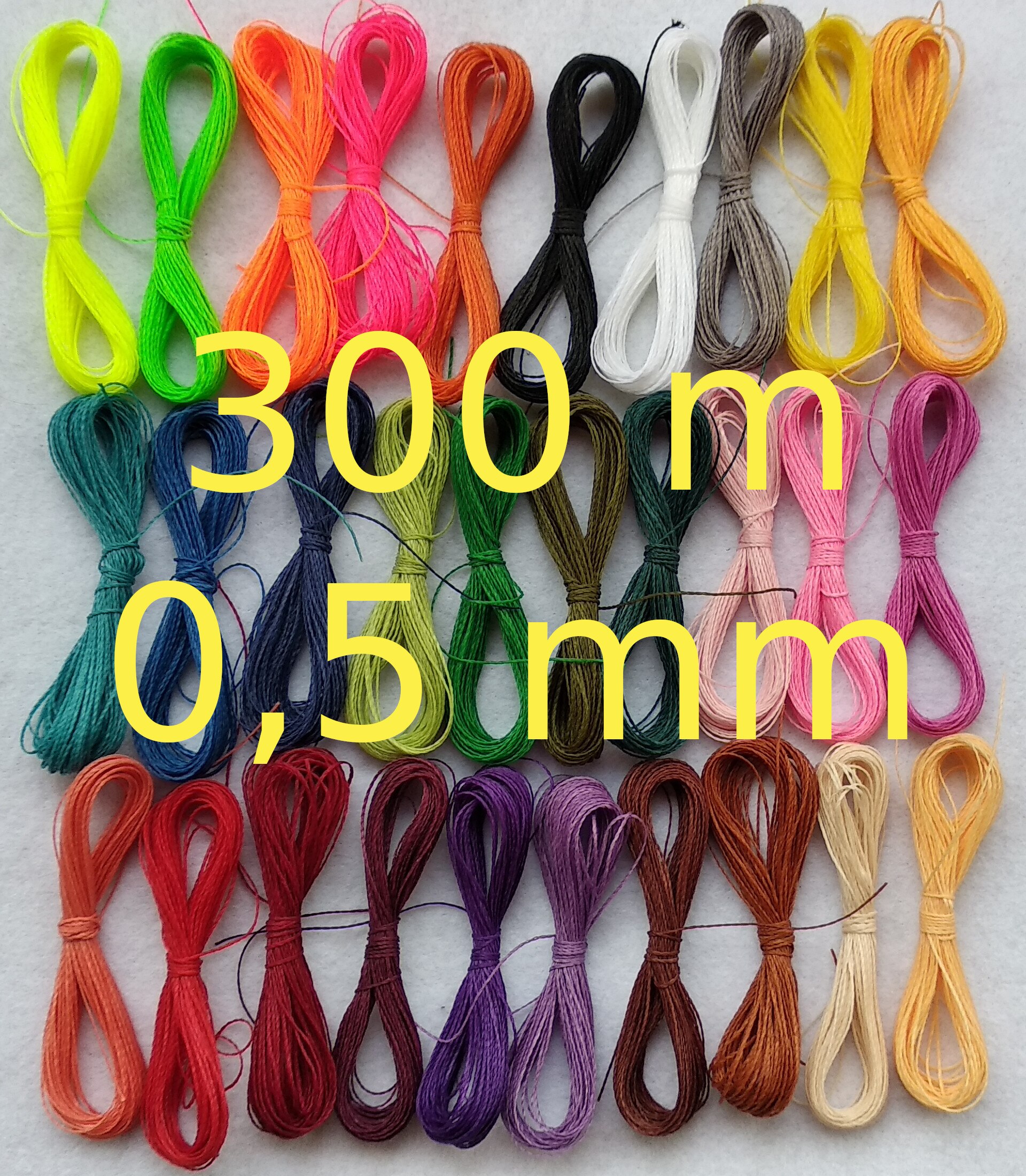 Linhasita kit hilo encerado 0,5 mm diámetro 30 colores, hilo para coser, hilo para hacer pulseras, macrame, micromacrame, DIY, hilo para hacer pulseras, macrame, hilos de coser, bordado, costurero, hilo, hilos, bordar: 300m 05mm