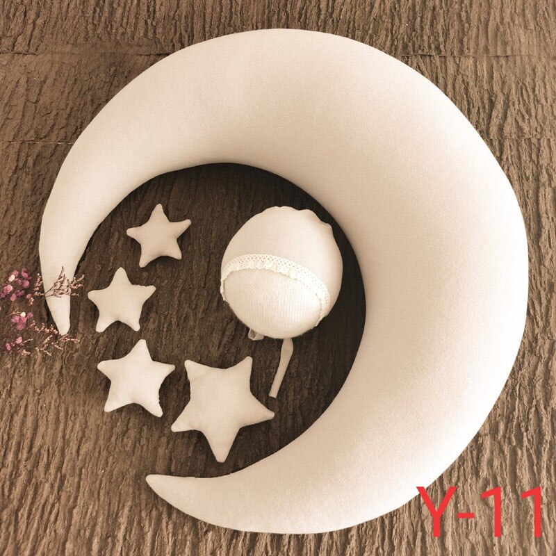 Moon Pillow Newborn Photography Prop Baby Posing Pillow Star Hat Set Baby Body Poser for Studio Photo: 11