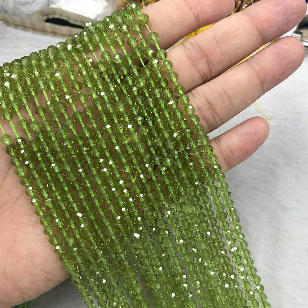 Natürliche A+++ Peridot facettierte runde Perlen 4 mm, für Schmuckherstellung DIY Armbänder Halskette Strang 39 cm