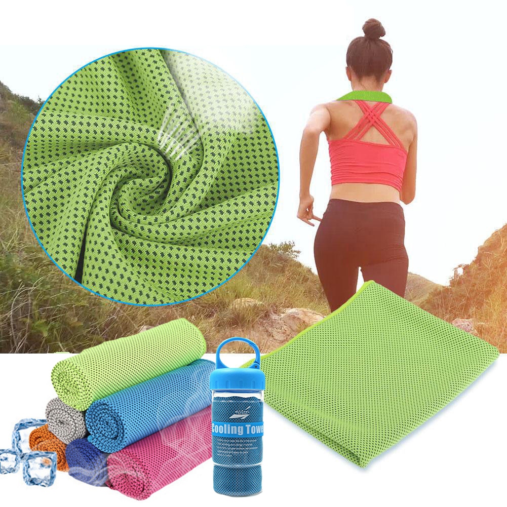 Serviette refroidissante instantanée chaude glace | Avec bouteille, serviette pour cyclisme, Jogging, sport de plein air, soulagement de la chaleur, serviette fraîche réutilisable