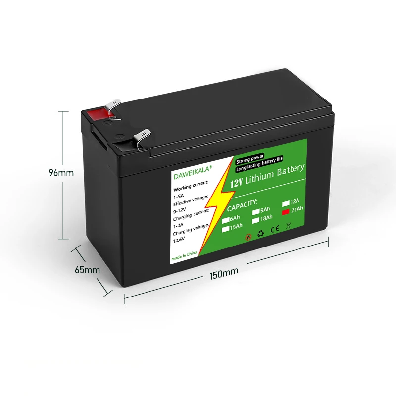 Batería de litio de 12V, 21Ah, 18650, batería recargable 3S7P para energía Solar, batería de vehículo eléctrico, cargador de 12,6 v y 3A