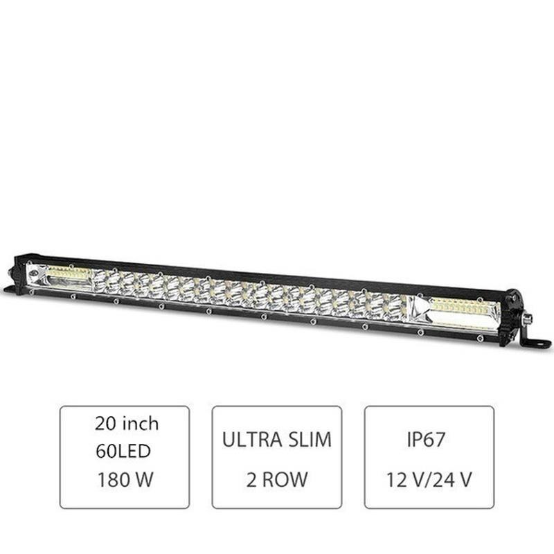 7 ''13'' 20Inch Offroad Led Licht Bar Flood Light Spotlight Combo 180W 60Leds Verlichting voor Jeep Auto 4WD Truck Suv Atv 12/24V: B 20in 180W 60LEDs