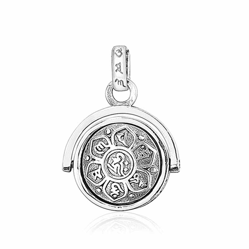 Balmora 925 Sterling Zilveren Boeddhisme Spinner Roterende Charm Hangers &amp; Ketting Voor Mannen Vrouwen Mode Zes Words&#39; Sutra Sieraden: Pendant1