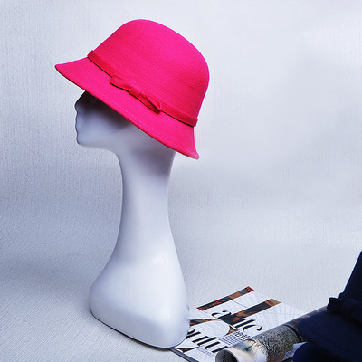 BINGYUANHAOXUAN Vrouwen Vintage Voelde Ronde Cloche Hoed Bloem Boog Fedora Bowler Caps: 11