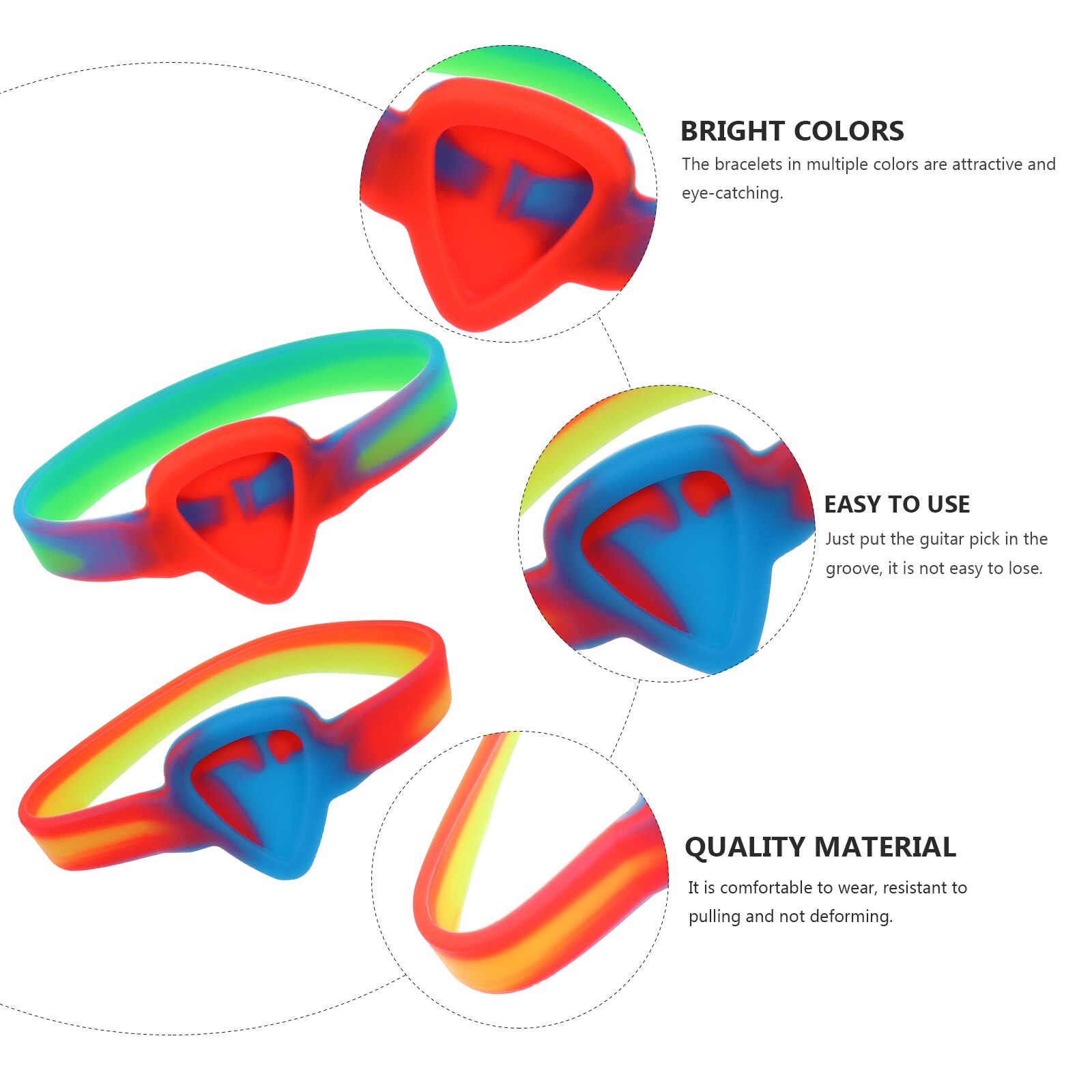 2pcs Guitar Pick Holder Wristband Silicone Plectrum Bangle Guitar Accessories