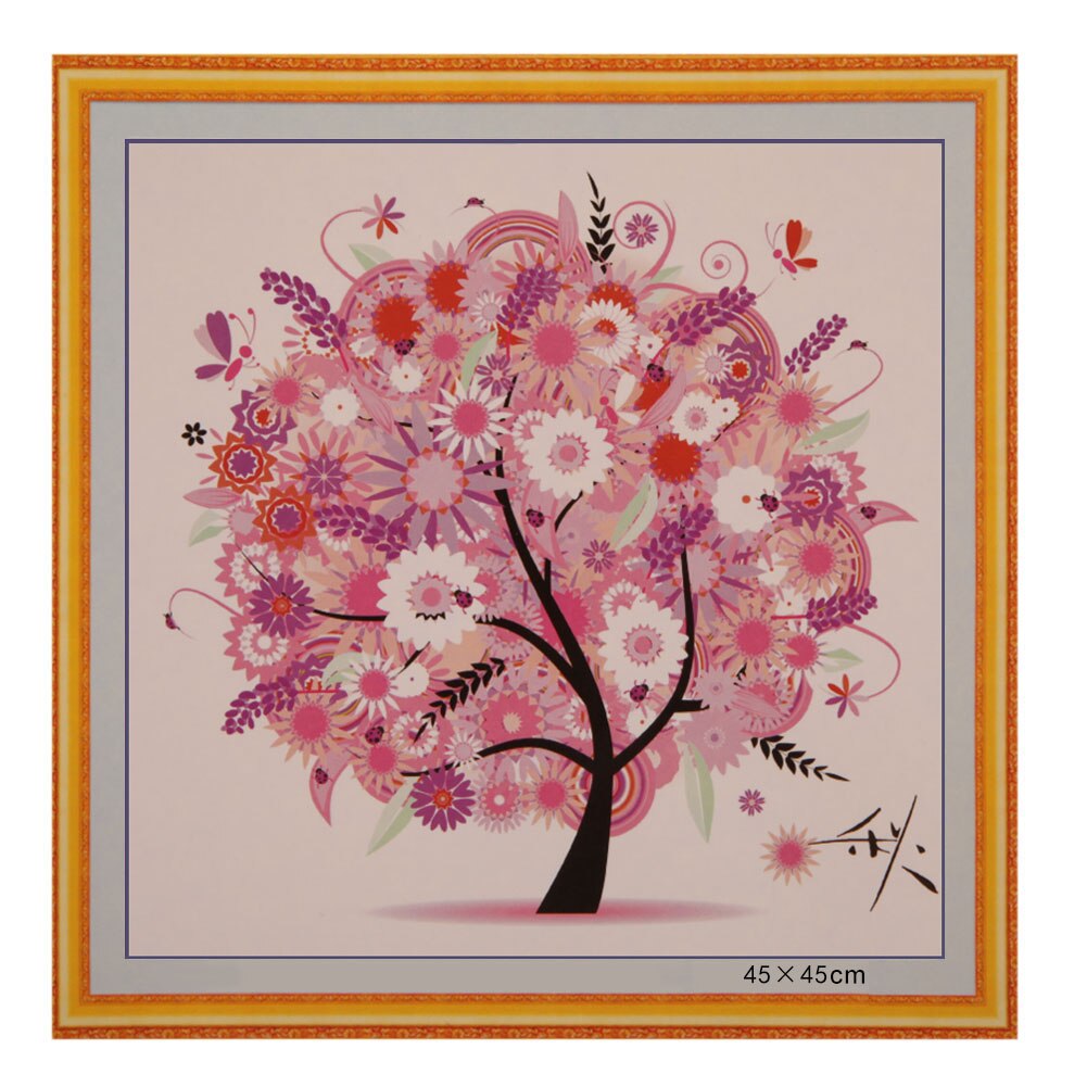 DIY Four Seasons Tree Cross Stitch Kit Counted Embroidery Spring Summer Autumn Winter Home Decorative: Autumn