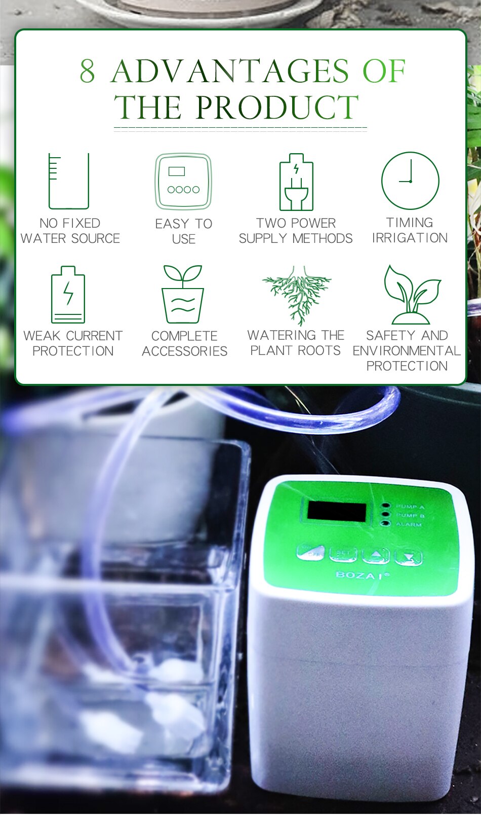 Smart Watering Sprayer Irrigation Potted Garden Plants Double Pump Intelligent Controller Timer Automatic Drip Sprinkler System
