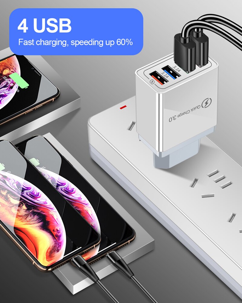 Cargador rápido de viaje adaptador EU Plug QC 3,0 para Huawei Honor 7A 7C 8A 6C Pro 6A 6X 7X 8X P8 P9 Cable magnético Micro USB Cable de datos