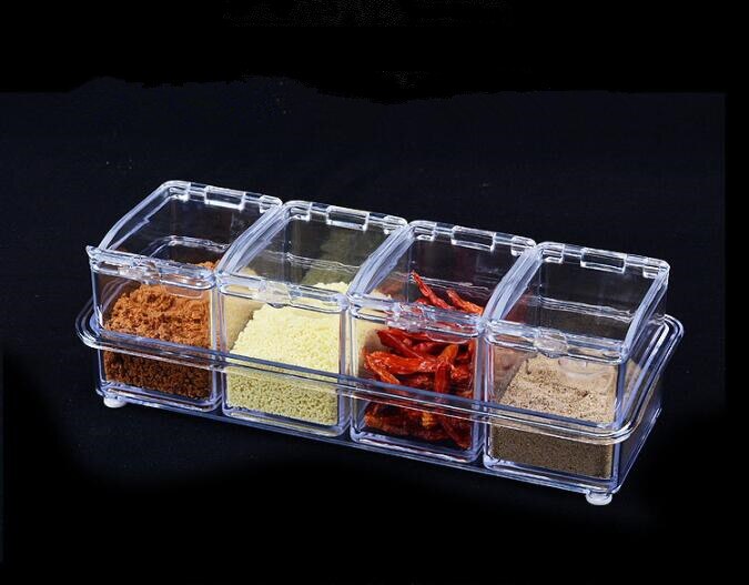 4 Stks/partij Keuken Organisator Opbergdozen Kruiden Kruiden Pot Transparant Suiker Zout Fles Keuken Accessoires Ok 0631