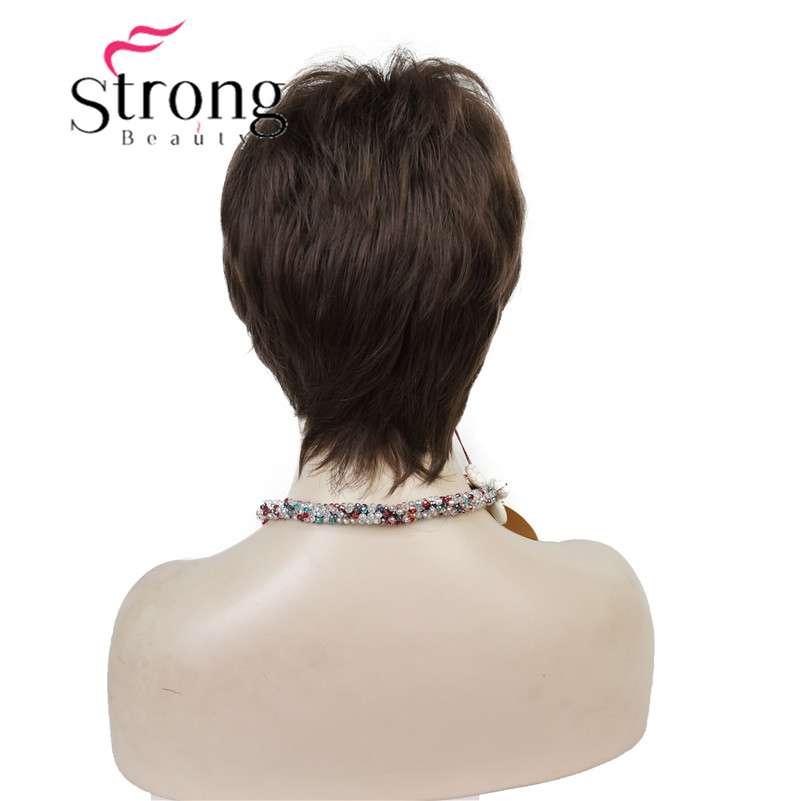 StrongBeauty Super Korte Gelaagde en Spikey Blonde Full Synthetische Pruik Pruiken Zwart Bruin KLEUR KEUZES: #8