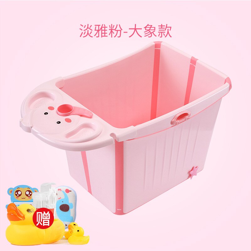 Bañera infantil plegable para niños, Cubo de baño de gran tamaño, caja para el hogar, barril de baño para bebés: Rosa