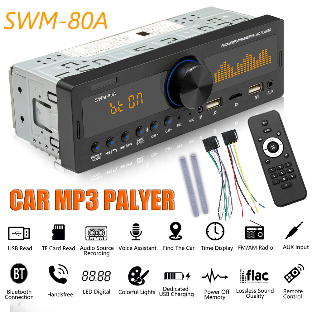 1 Din Car Radio Multimedia Handsfree MP3 Player FM AM Audio 12V USB/SD/AUX Input In Dash Locator Auto Stereo Head Unit