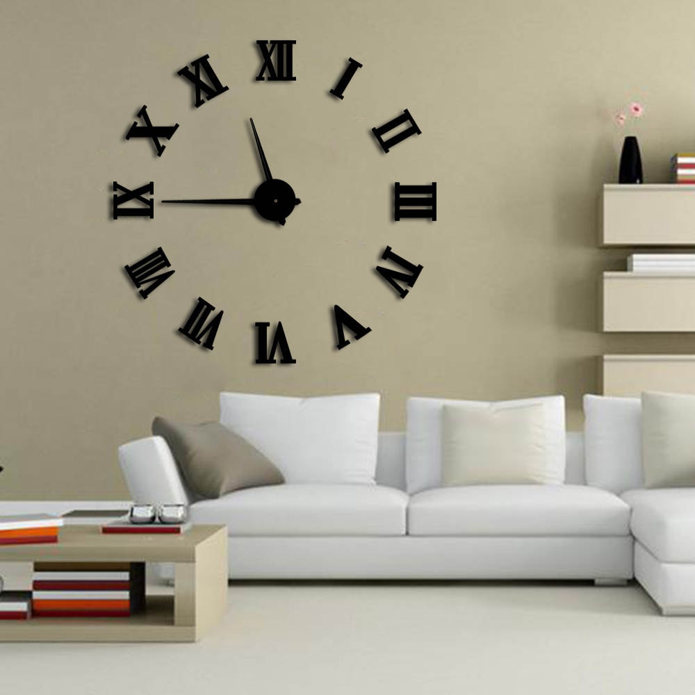 Moderne Diy Grote Wandklok 3D Spiegel Oppervlak Sticker Home Decor Art Giant Wandklok Horloge Met Romeinse Cijfers Grote klok