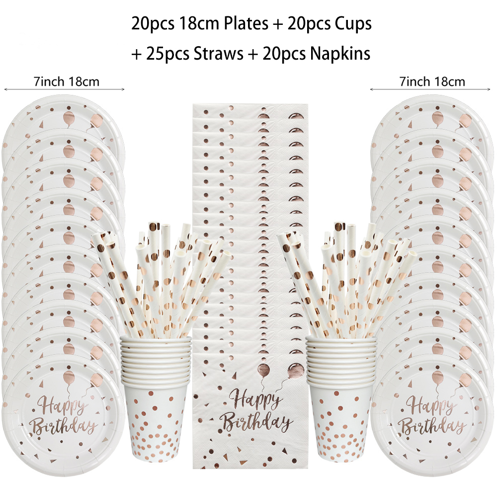 Verjaardag Wegwerp Servies Set Roze Rose Goud Witte Borden Kopjes Servetten Tafelkleed Meisje Verjaardagsfeestje Decoratie Baby Douche: Light Grey