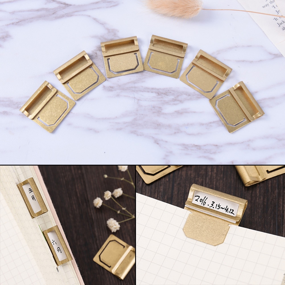 6 teile/paket Jahrgang Kupfer Nachricht Schule Nette Ordner Durcheinander Index Klemme Etikett 2,8 cm * 2,7 cm Metall Papier Clip