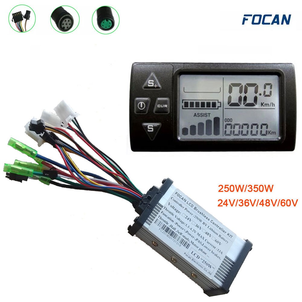 24V 36V 48V Electric Bicycle Controller with LCD Display Panel for Electric Bike 250W/350W Brushless Controller E-bike Accessory