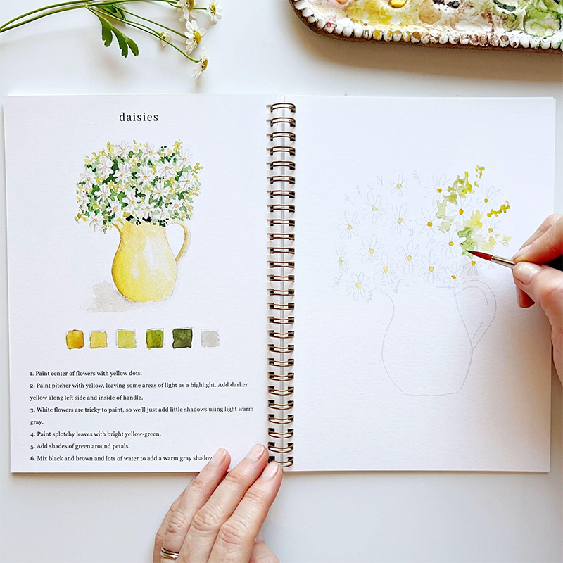 Cahier d'exercices de peinture à l'aquarelle, carnet de croquis d
