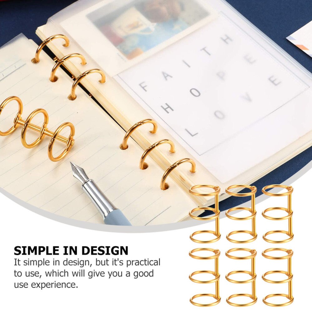 6pcs Loose-leaf Notebook Coils Binding Coils Writing Notebook Ring Binder