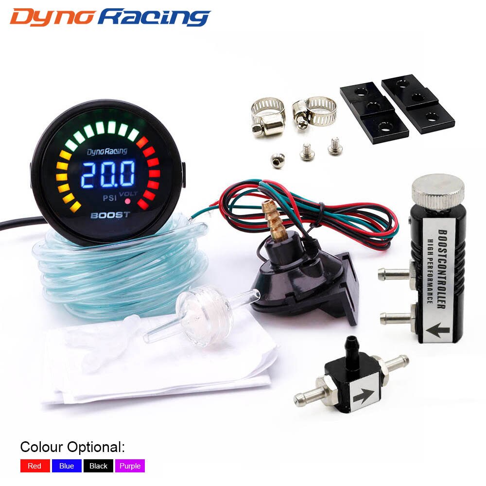 Dynoracing 2"52mm Car Digital 20 LED Turbo Boost Gauge-15-45PSI+ Adjustable Turbo Boost Controller Kit 1-30 PSI IN-CABIN