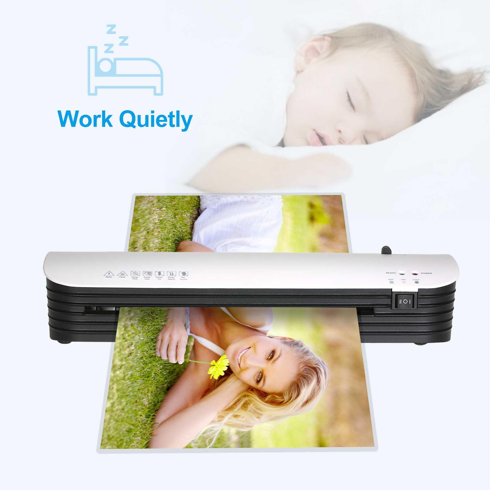 A4 Laminator Machine And Two Rollers Size Cold Laminating Machine For Document Photo Picture Credit Card Home School Office