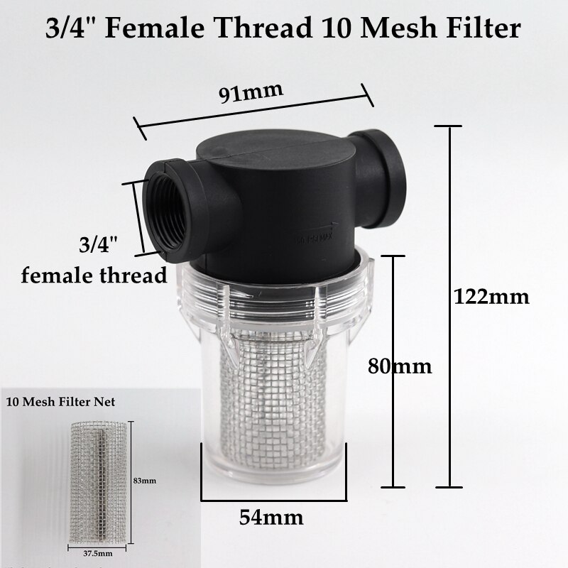 1/2 3/4 1 Inch Garden Watering Filter Pond Irrigation Filter Aquarium Fish Tank Water Pump Strainer 10~80 Mesh Filter Screen: 3I4 Inch 10 Mesh