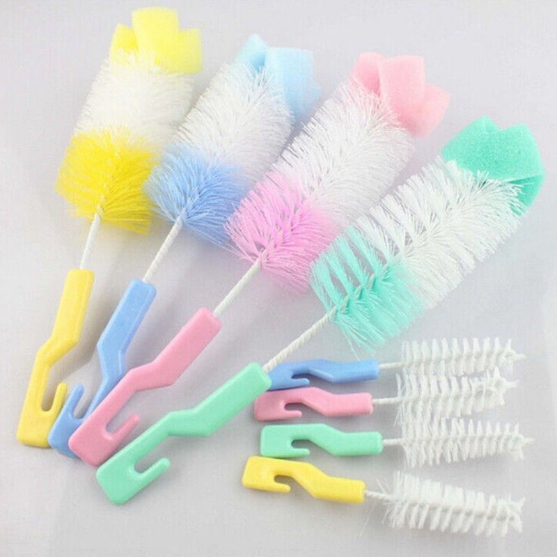 1Pc Baby Bottle Brush Nipple Brush 360-degree Rotating Head Cleaning Sponge Cup Brush Kit (Random Color): Default Title