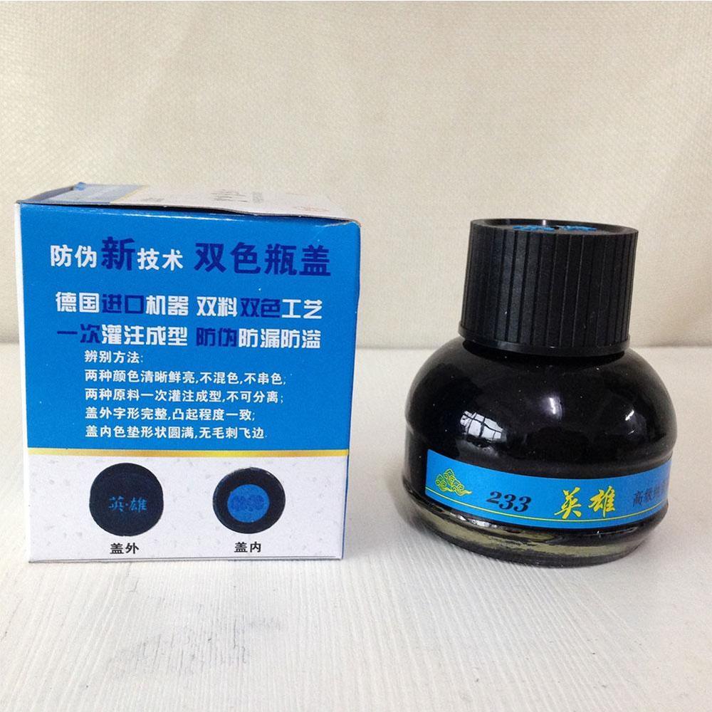 60ml Bottled Blue Fountain Pen Ink Hero 233 Writing Ink Refill Glass Smooth Fountain School Student Stationery Office Supplies