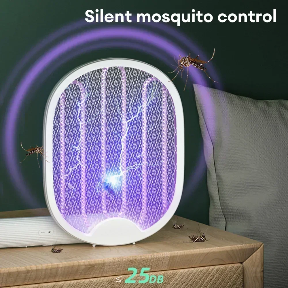 Faltbarer elektrischer Mückenvernichter, Fliegenklatschenfalle, wiederaufladbarer USB-Mückenschläger, Insektenvernichter mit UV-Licht, Insektenvernichter, 3000 V