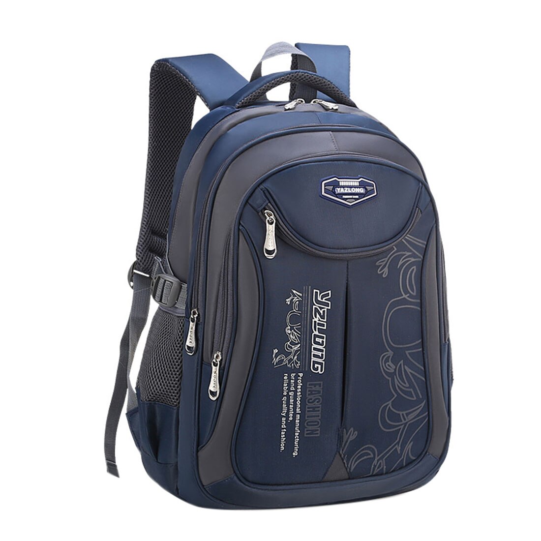 Primary Students Schoolbag Big Capacity Children Backpack Bag Reduce the Burden of Books Waterproof Pack for Teenager Girls Boys: Dark blue S