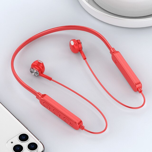 Magnetische Draadloze Bluetooth Koptelefoon Muziek Hoofdtelefoon Telefoon Nekband Sport Oordopjes Oortelefoon Met Microfoon Voor Iphone Samsung Xiaomi: Red