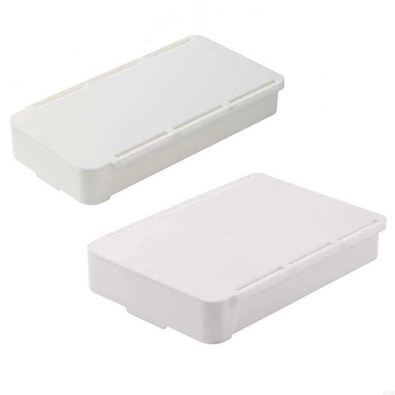 652F Under Desk Drawer Set Convenient Storage Box Adhesive Drawers Undermount Sliding Drawers for Offices and Schools: WHITE