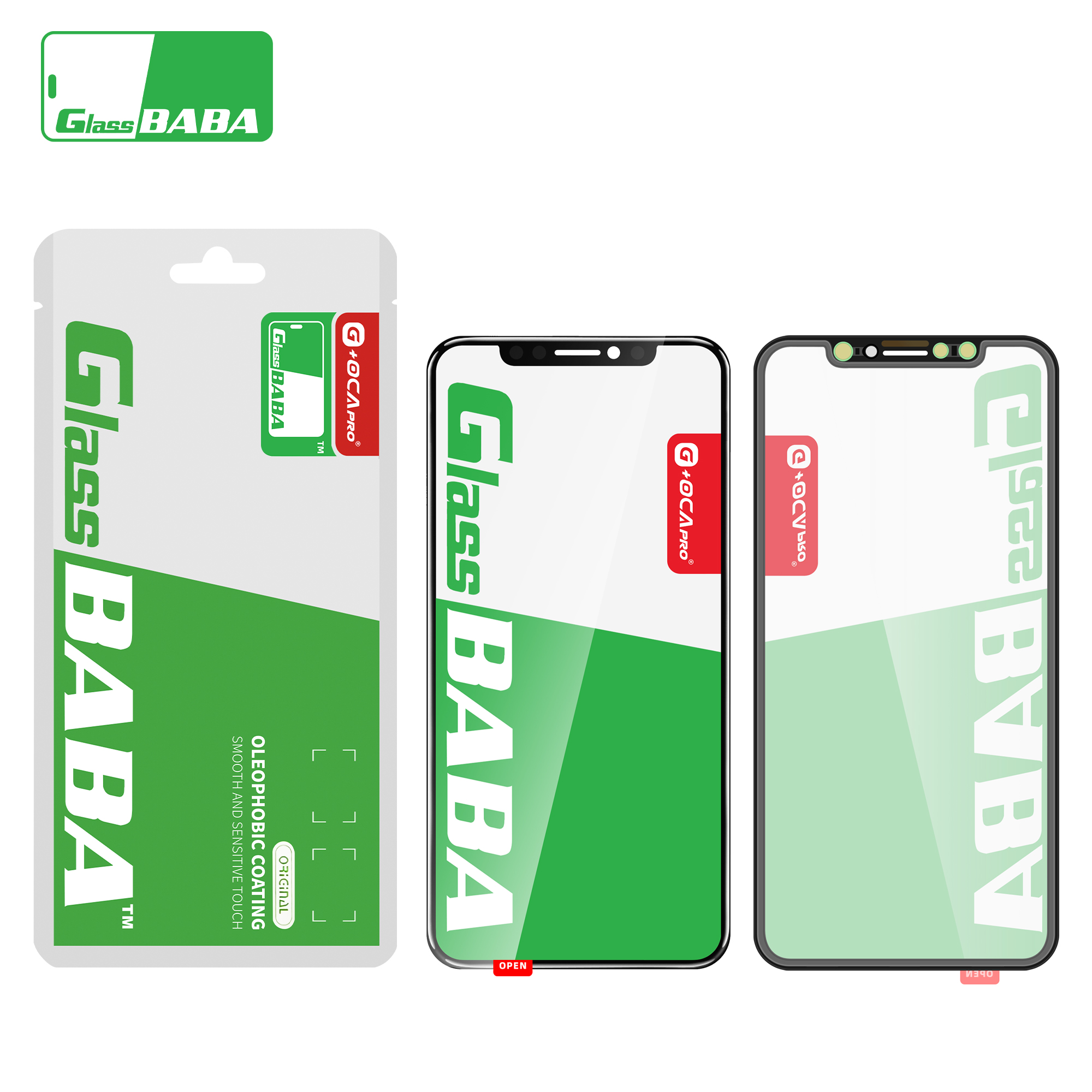 5pcs GLASS BABA G+OCAPRO Glass+ OCA 2in1 for 12 13 11 14 15 plus pro max mini X XS XR MAX LCD touch lens