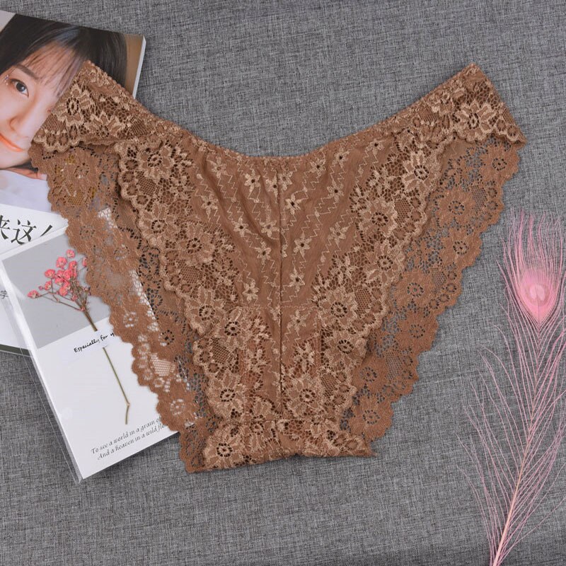 Plus Größe M L XL XXL Frauen sexy Höschen Spitze V-Schnur Unterhose Riemen G-Schnur Dessous Unterwäsche niedrig- aufstieg Höschen: Kaffee / M