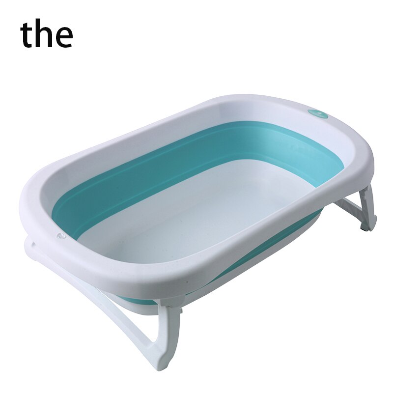 Folding Baby Bath Tub Plastic Bathtub With Thermometer Infant Collapsible Bathtub For Children For Bathroom Newborn Baby Product: blue the