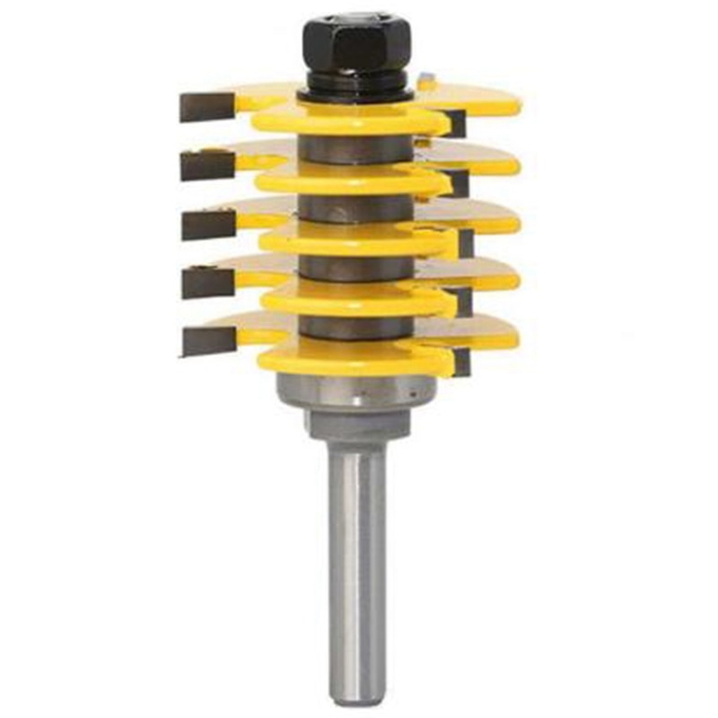 TOP1Pc Box Joint Router Bit Adjustable 5 Blade 3 Flute 8Mm Shank for Wood Cutter Tenon Cutter for Woodworking Tools