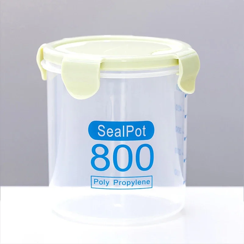 Botes de almacenamiento de alimentos de cocina con escala, organizador multigrano, tarro sellado, lata de plástico a prueba de humedad, tanque de almacenamiento hermético: plum