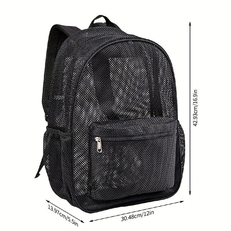 Mochila con de malla simple, bolso de playa para viajes al aire libre, bolso escolar para estudiantes de