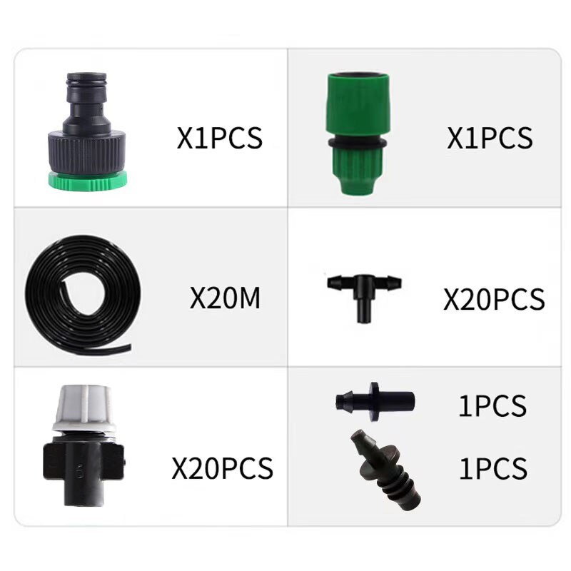 Micro kit de rega da planta do gotejamento diy sistema de resfriamento pulverizador da névoa da irrigação do jardim com bocais ajustáveis kit de resfriamento do pulverizador: B-20m suit