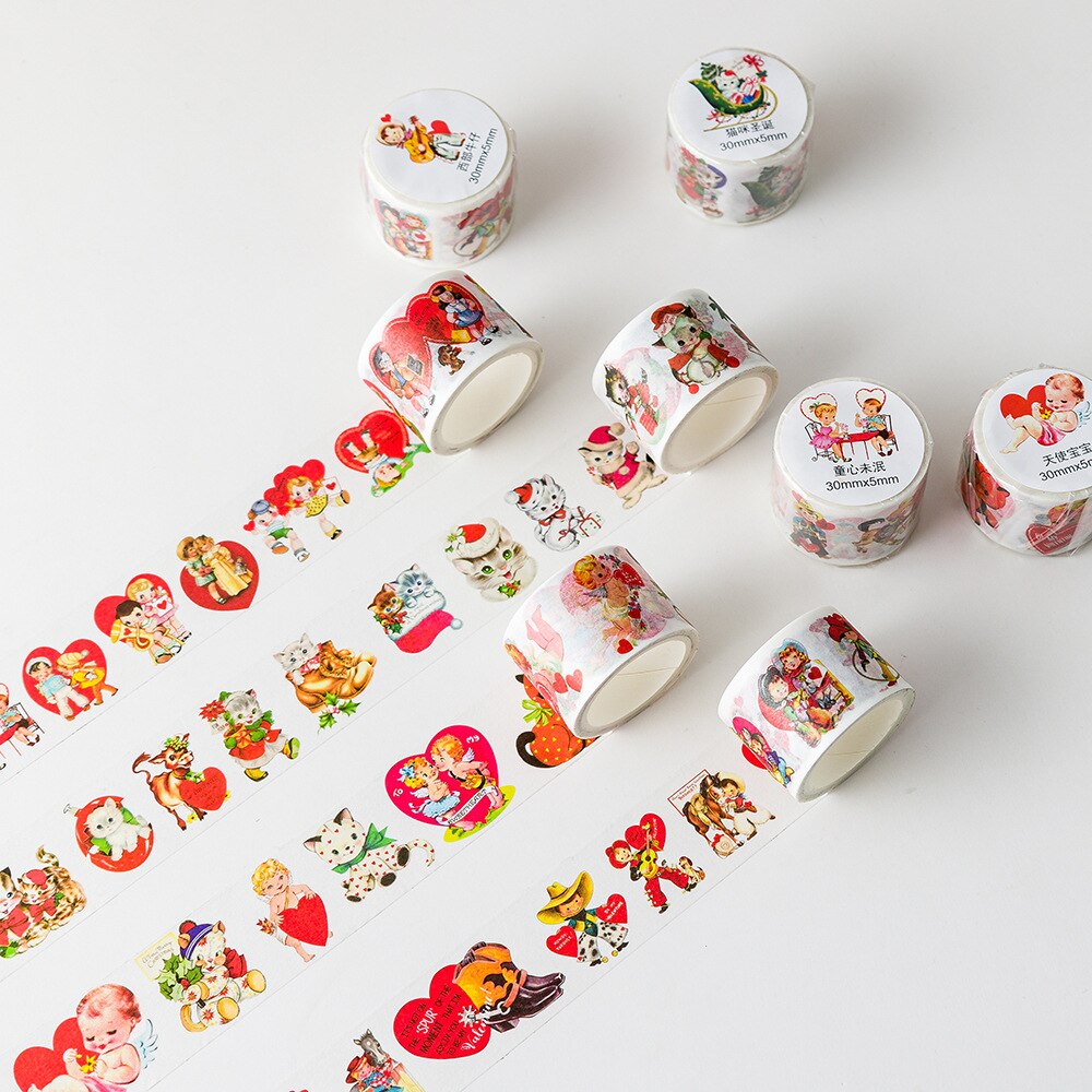 Cintas adhesivas decorativas para decoración, 1 Uds./1 lote, dulce pastel, animales encantadores, papel álbum de recortes DIY, pegatinas 3m