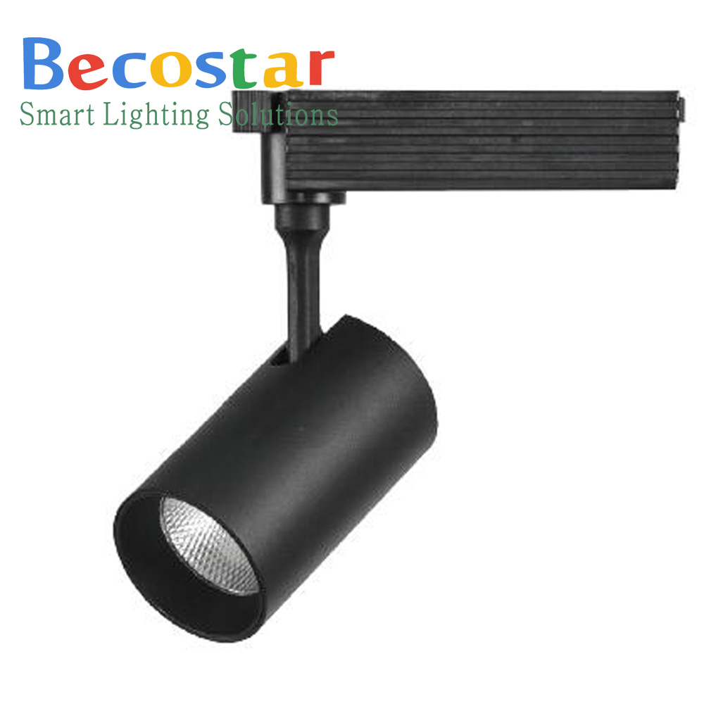 BECOSTAR Zwart Warm wit 100-240Vac 15 w spoor licht LED Spot Light met 3 fase power track connector garantie voor 5 jaar