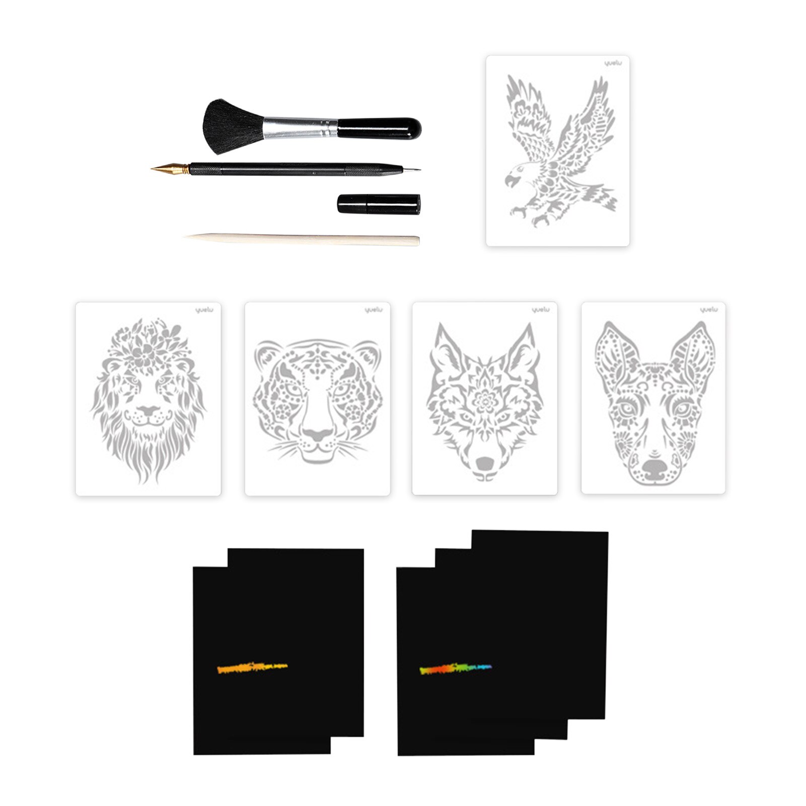 DIY Scratch Painting Set Innovative Art Scratch Paper Kit A4 Animal Building Handmade Diy Painting: A