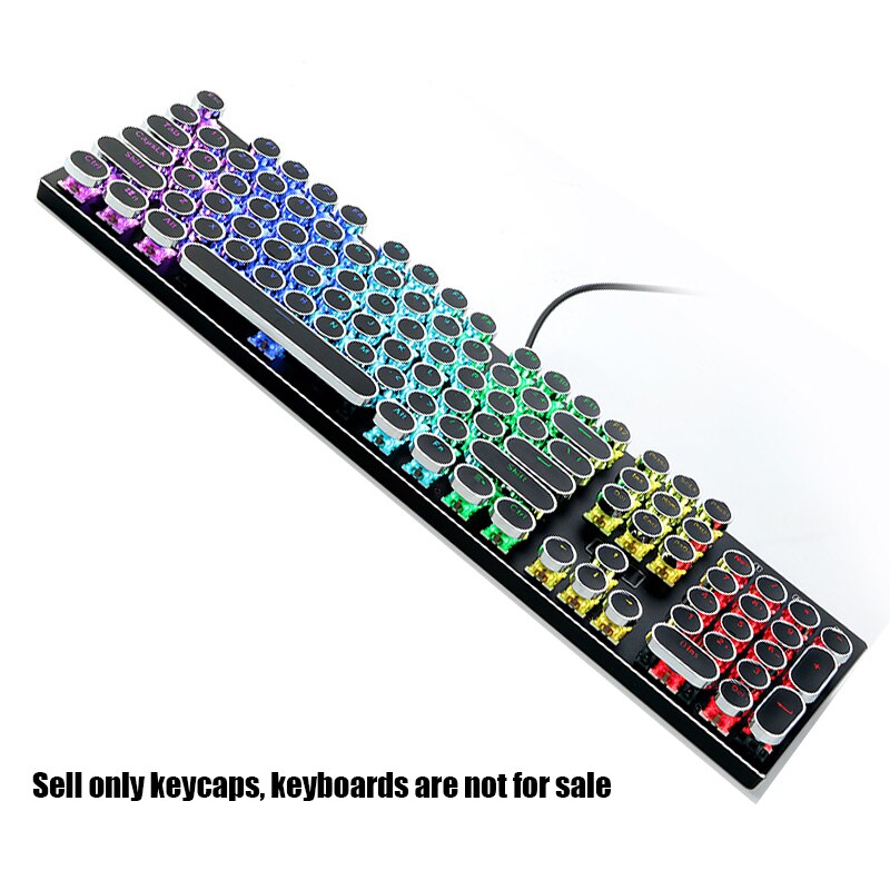 104 Key E Element Plating Metal Round Steampunk Keycap Personality Transparent Mechanical Keyboard Keycaps