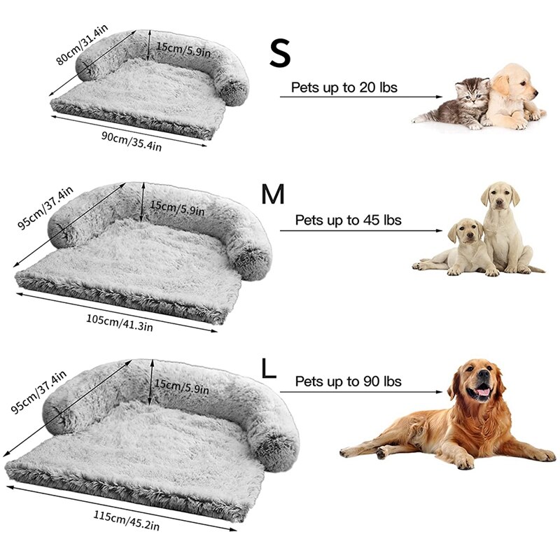 Calming Dog Bed Fluffy Plush Dog Mat for Furniture Protector with Removable Washable Cover for Dogs