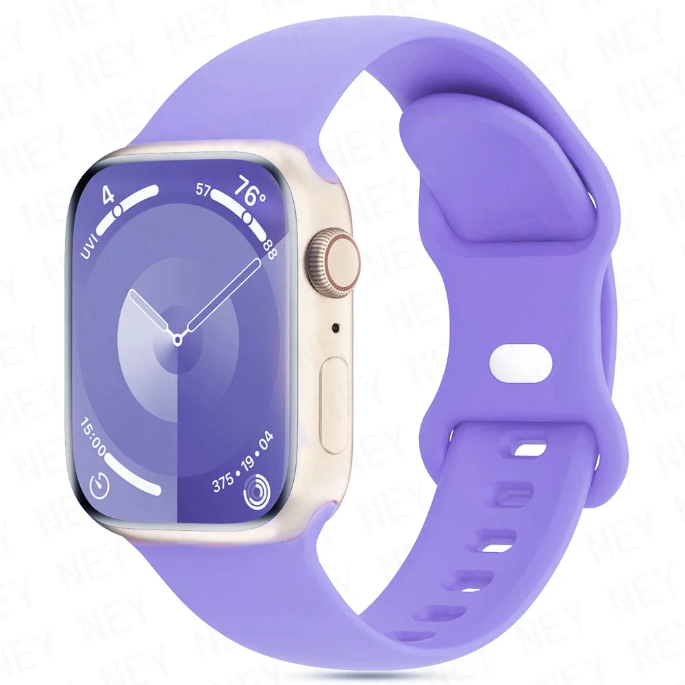 Watchbands For Apple Watch Strap 46mm 44mm 40mm 45mm 41mm 42-38mm Silicone bracelet iwatch series 10 8 7 se 4 5 6 9 ultra 2 49mm: Light Pink White / 16mm