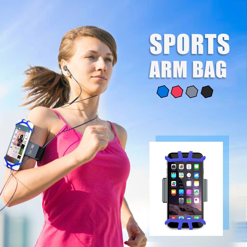 Running Armband Bag Sport Siliconen Band Telefoon Houder Voor Oefening Gym Fietsen Jogging Fitness Mobiel Arm Band Bag + Key houder