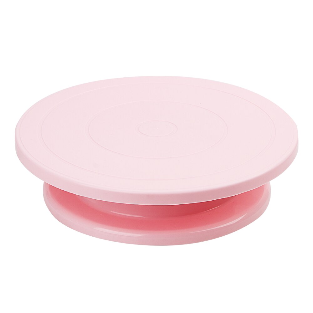 Cake Decorating Rotary Table Rotating Cake Plate Cake Swivel Base Round Turntable Cake Stand Kitchen Baking Tool: Pink